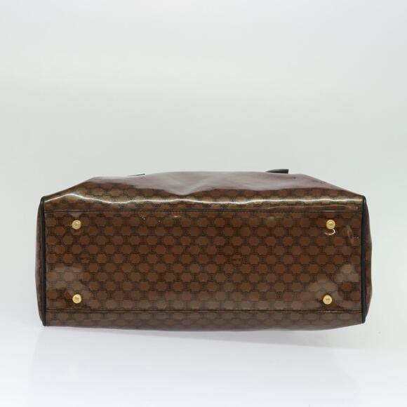 CELINE Macadam Canvas Hand Bag Enamel Brown Gold - Picture 9 of 12